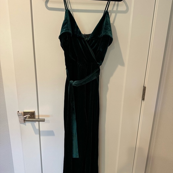 Lulus velour dark green jumpsuit size L - Picture 2 of 9
